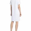 Oui Kleid im Materialmix mit Leinen, Weiß