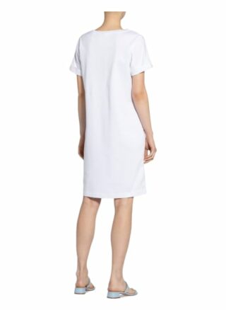 Oui Kleid im Materialmix mit Leinen, Weiß