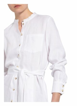 Oui Kleid im Materialmix mit Leinen, Weiß