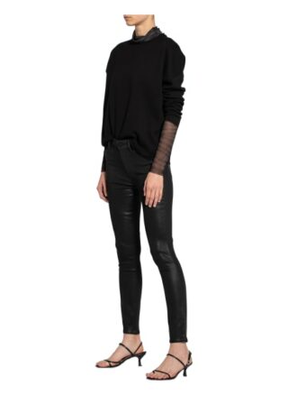 Paige Coated Jeans Hoxton Ankle, Schwarz