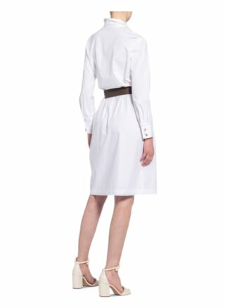 Peserico Hemdblusenkleid mit Schmucksteinbesatz, Weiß