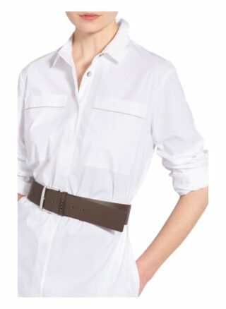 Peserico Hemdblusenkleid mit Schmucksteinbesatz, Weiß