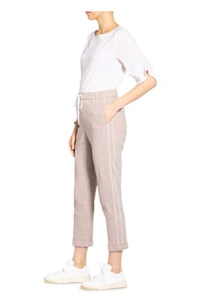Peserico Hose im Jogging-Stil mit Galonstreifen, Beige