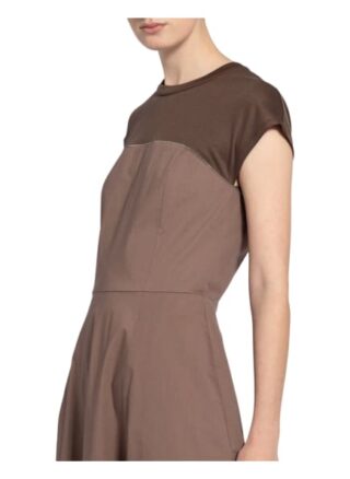 Peserico Kleid im Materialmix, Braun