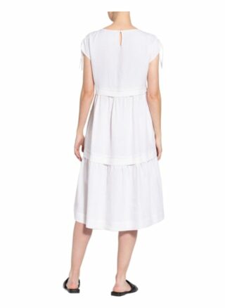 Peserico Leinenkleid mit Schmucksteinbesatz, Weiß