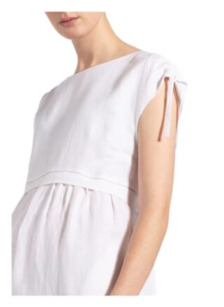 Peserico Leinenkleid mit Schmucksteinbesatz, Weiß