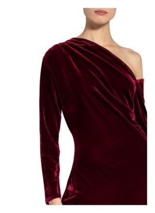 Reiss One-Shoulder-Kleid Bella aus Samt, Rot