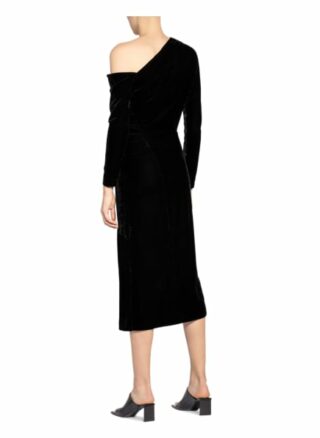 Reiss One-Shoulder-Kleid Bella aus Samt, Schwarz