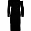 Reiss One-Shoulder-Kleid Bella aus Samt, Schwarz