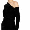 Reiss One-Shoulder-Kleid Bella aus Samt, Schwarz