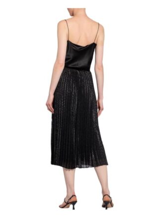 Reiss Plisseerock Marianne mit Glitzergarn, Schwarz