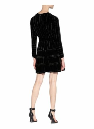 Reiss Samtkleid Angie mit Nietenbesatz, Schwarz