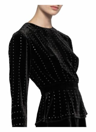 Reiss Samtkleid Angie mit Nietenbesatz, Schwarz