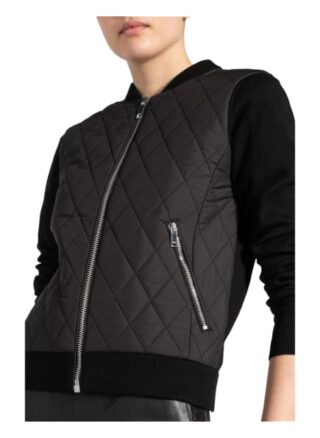Reiss Steppjacke Ayla im Materialmix, Schwarz