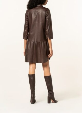 Riani Hemdblusenkleid aus Leder, Braun