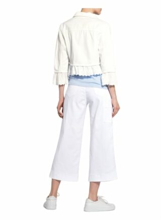 Rinascimento Jeansjacke mit Lochspitze, Weiß