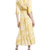 Rinascimento Kleid mit 3/4-Arm, Gelb