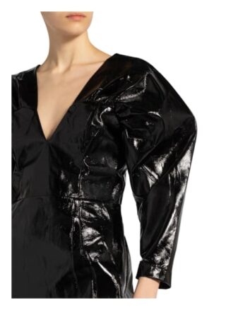 Rotate Birger Christensen Kleid Clara in Lederoptik, Schwarz