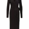 Rotate Birger Christensen Kleid in Wickeloptik, Schwarz