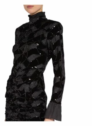 Rotate Birger Christensen Samtkleid Miki, Schwarz