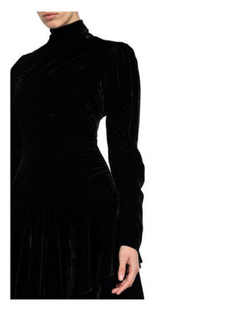 Rotate Birger Christensen Samtkleid Number 25, Schwarz