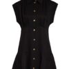 Sandro Hemdblusenkleid mit Leinen, Schwarz