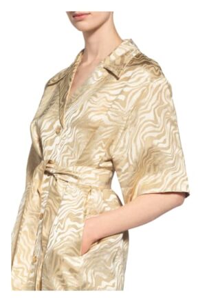 Sandro Jacquard-Kleid mit Leinen, Beige