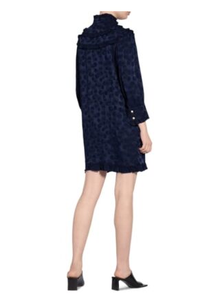 Sandro Jacquard-Kleid mit Rüschenbesatz, Blau