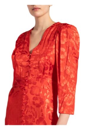 Sandro Kleid mit Seide und 3/4-Arm, Rot