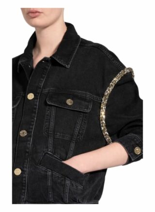 Sandro Oversized-Jeansjacke, Schwarz