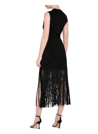 Sandro Strickkleid mit Fransen, Schwarz