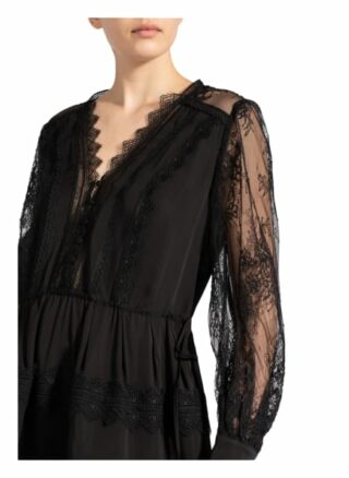 Self-Portrait Kleid mit Spitzenbesatz, Schwarz