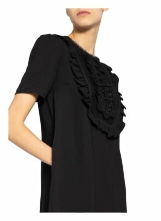 Self-Portrait Kleid mit Spitzenbesatz, Schwarz