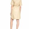 Set Hemdblusenkleid aus Leder, Beige