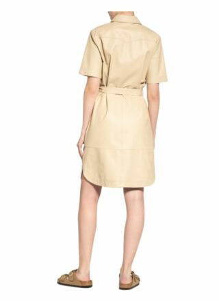 Set Hemdblusenkleid aus Leder, Beige