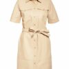 Set Hemdblusenkleid aus Leder, Beige