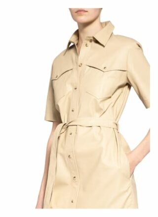Set Hemdblusenkleid aus Leder, Beige
