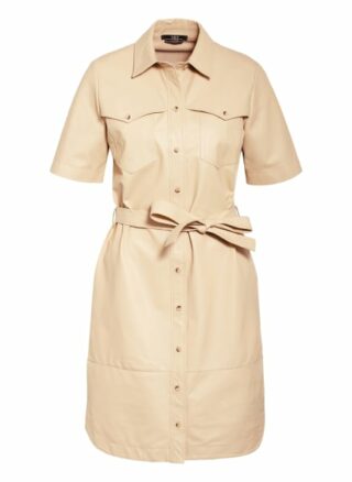 Set Hemdblusenkleid aus Leder, Beige