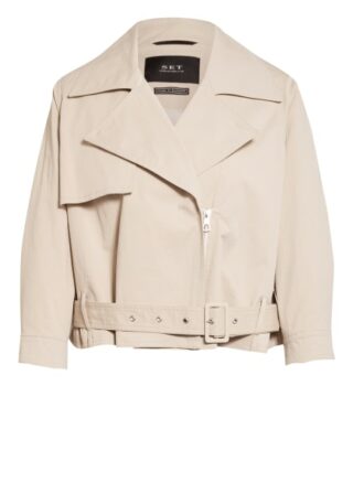 Set Jacke im Biker-Stil, Braun