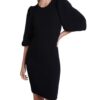 Set Kleid in Feinstrick Rippenstrukur, Schwarz