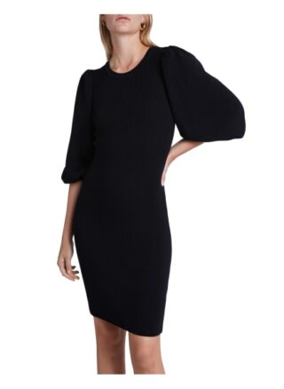 Set Kleid in Feinstrick Rippenstrukur, Schwarz