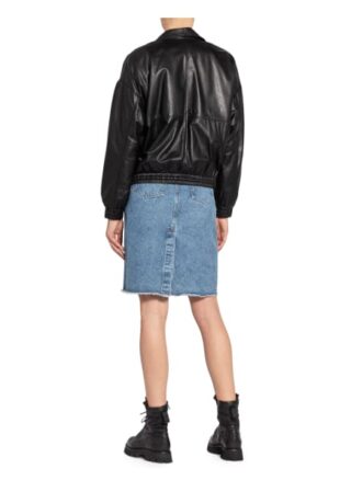 Set Lederblouson, Schwarz