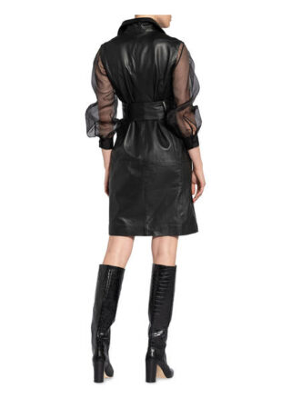 Set Lederkleid, Schwarz