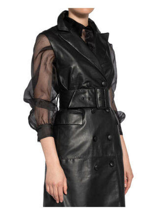 Set Lederkleid, Schwarz
