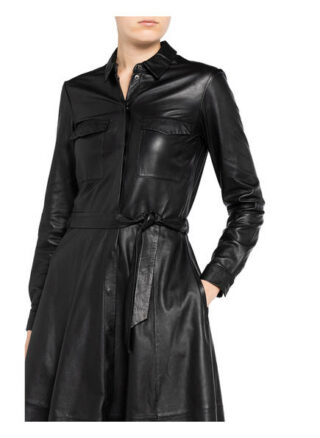 Set Lederkleid, Schwarz