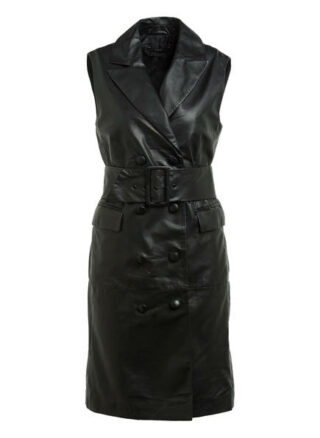 Set Lederkleid, Schwarz