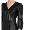 Set Lederkleid mit 3/4-Arm, Schwarz