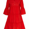 Smith&Soul Kleid mit 3/4-Arm und Leinen, Rot