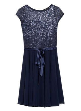 Swing Cocktailkleid mit Paillettenbesatz, Blau