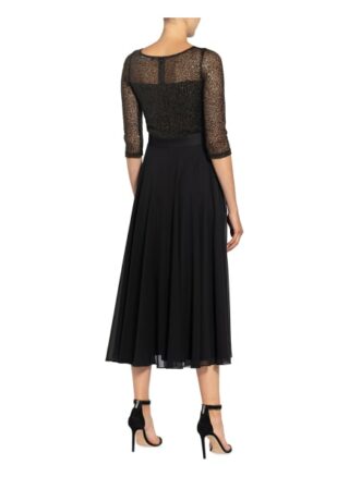 Swing Cocktailkleid mit Paillettenbesatz und 3/4-Arm, Schwarz
